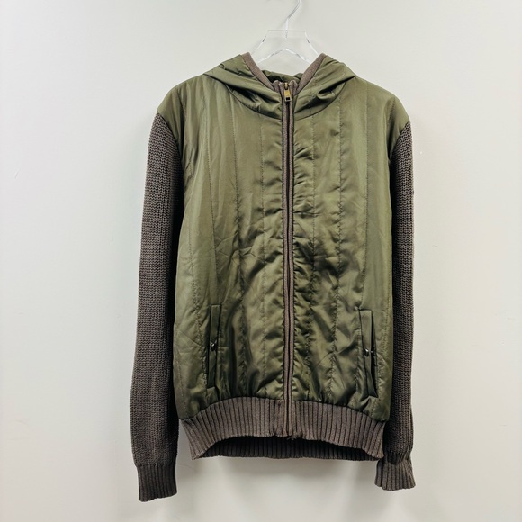 Marc New York Men's Long Sleeve Hooded Cardigan Jacket Army Green Size Large - Picture 2 of 7